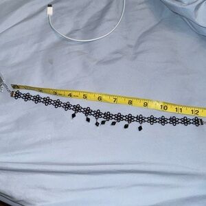 Black lace flower gem choker necklace